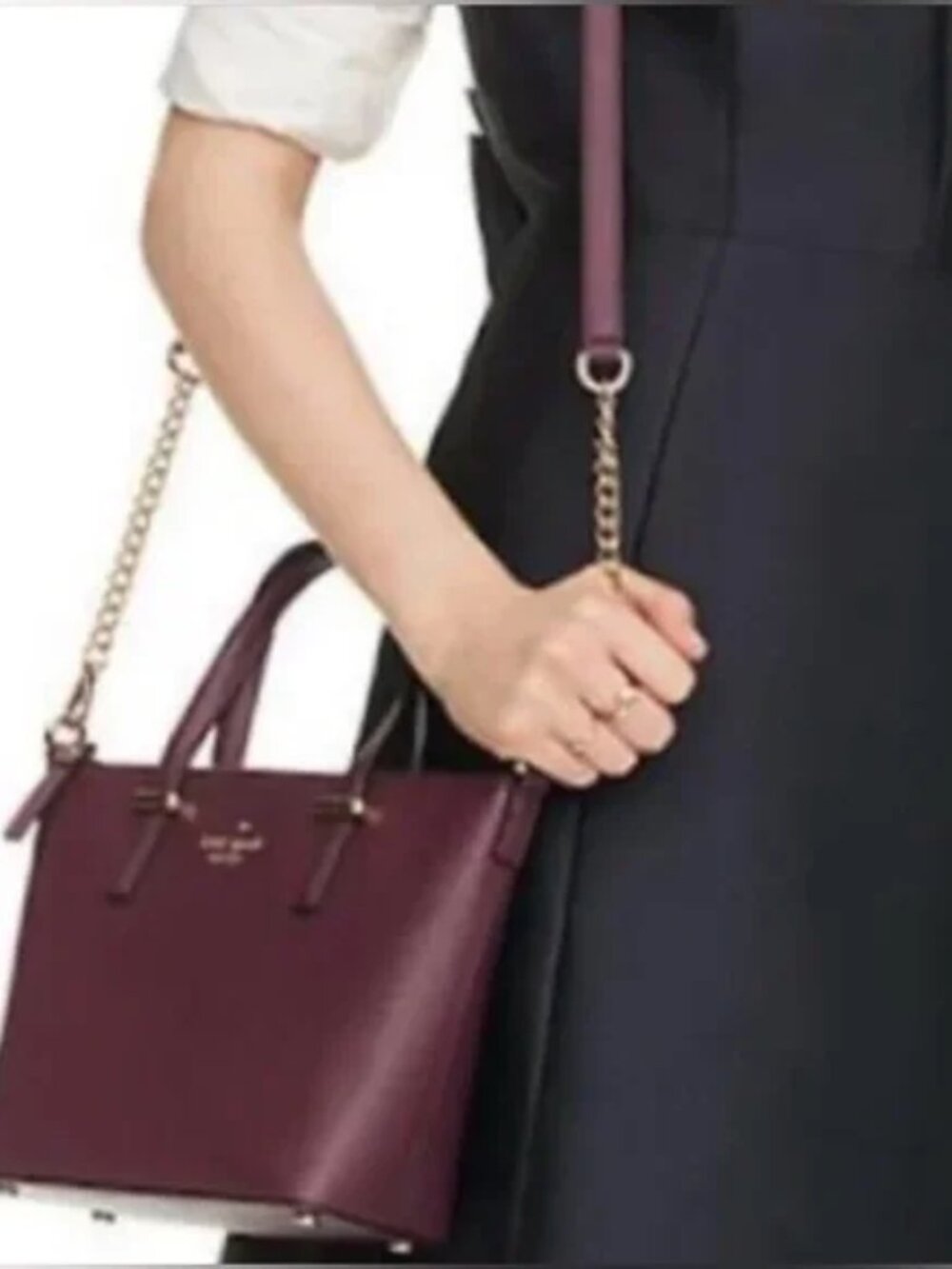 Kate Spade Burgundy Crossbody Tote with Gold Hardware Excellent Condition - Picture 2 of 16
